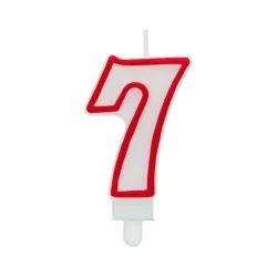 Świeczka cyferka "7" czerwony kontur